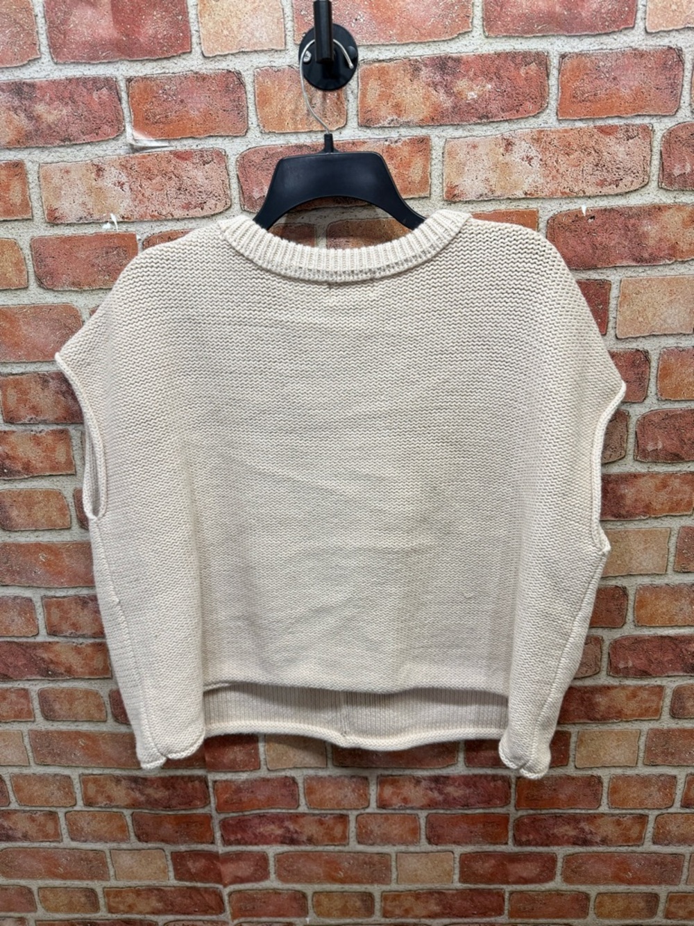 Boho Knit Boxy Lagenlook sleeveless cotton blend cream Sweater Vest sz XL - Picture 2 of 7